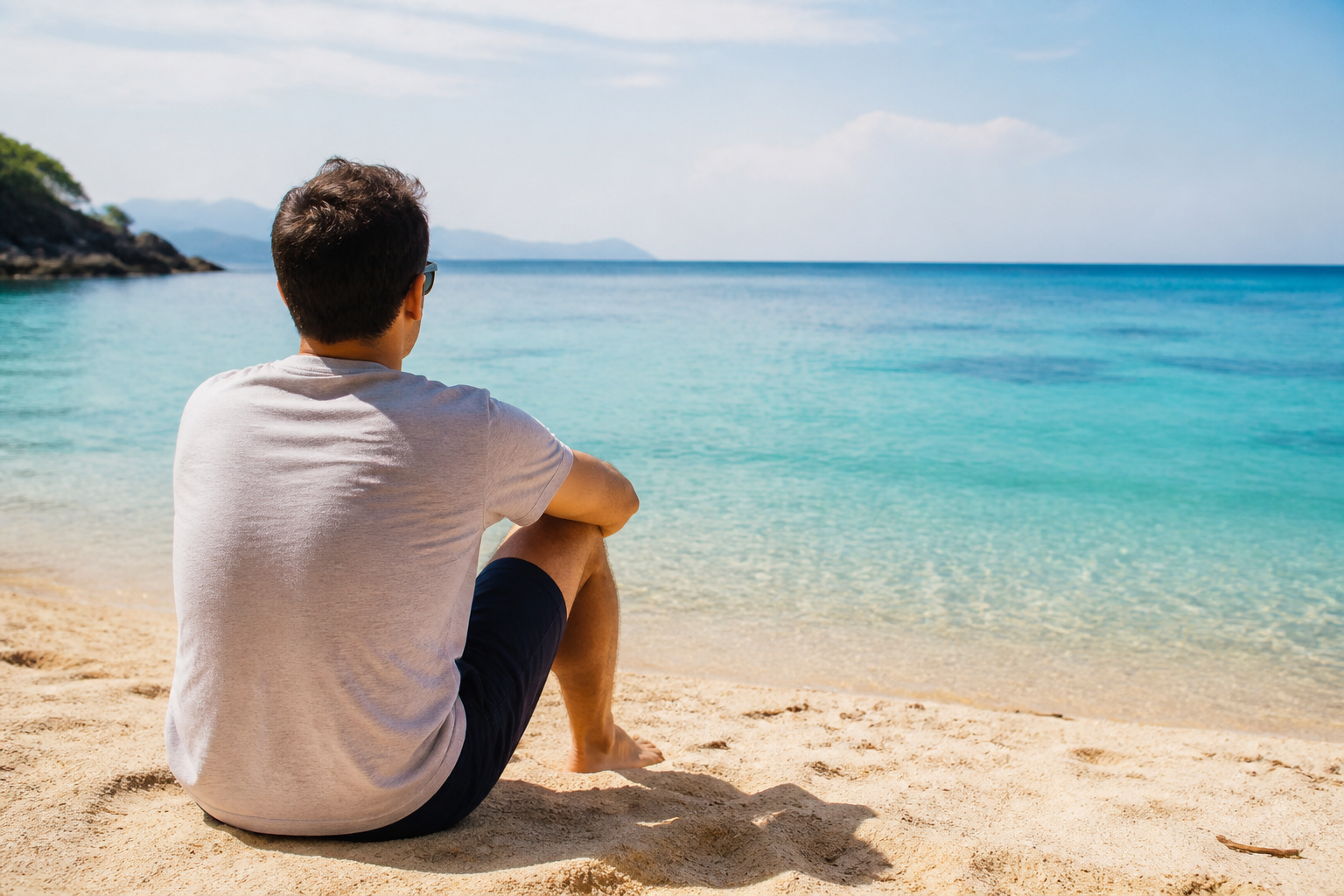 Person relaxing on a beach